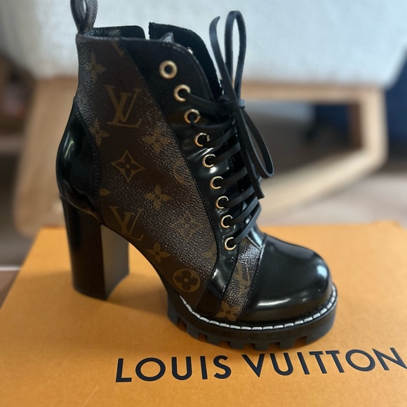 Louis Vuitton Monogram Black and Brown Ankle Booties - Picture 2 of 5